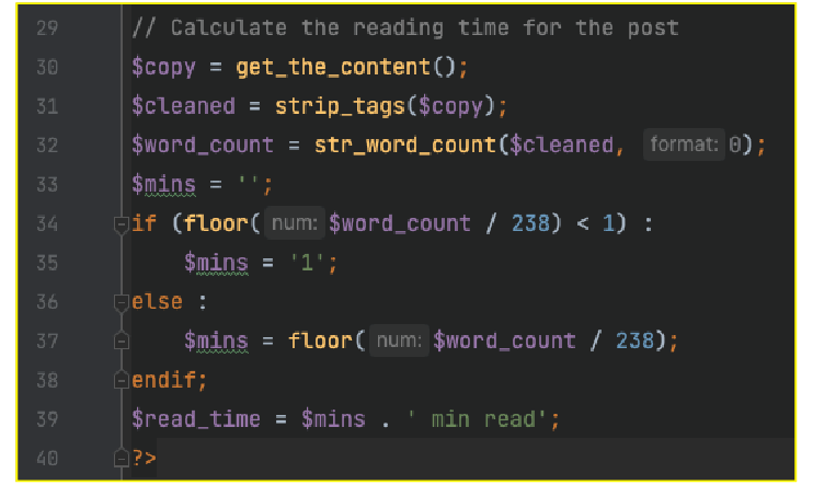 read time calculation function